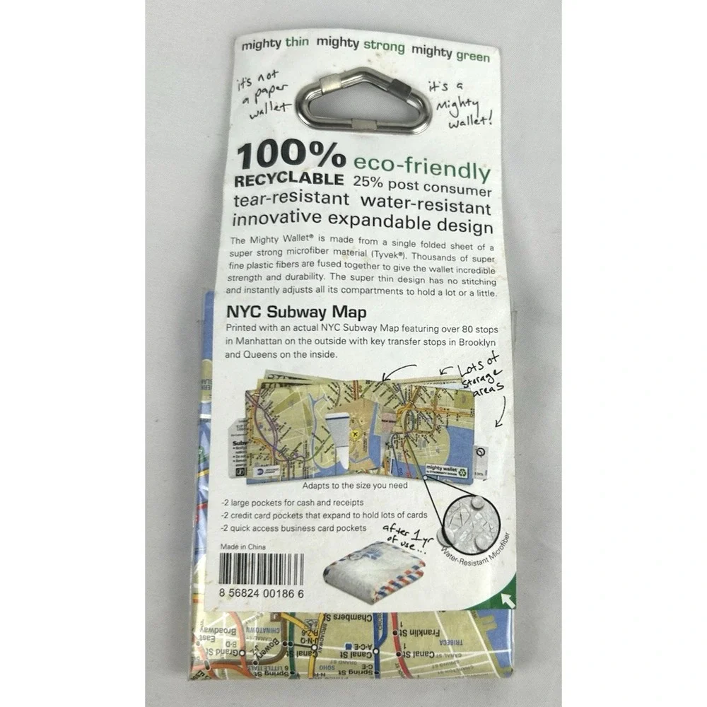 NEW Mighty Wallet NYC New York City Subway Map Tyvek Bifold Slim Wallet